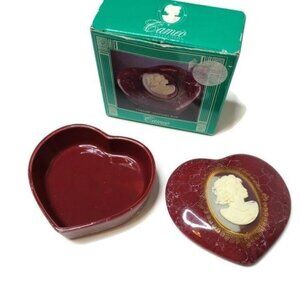 Mount Clemens Pottery Heart-Shaped Ceramic Keepsake Box With Cameo Design